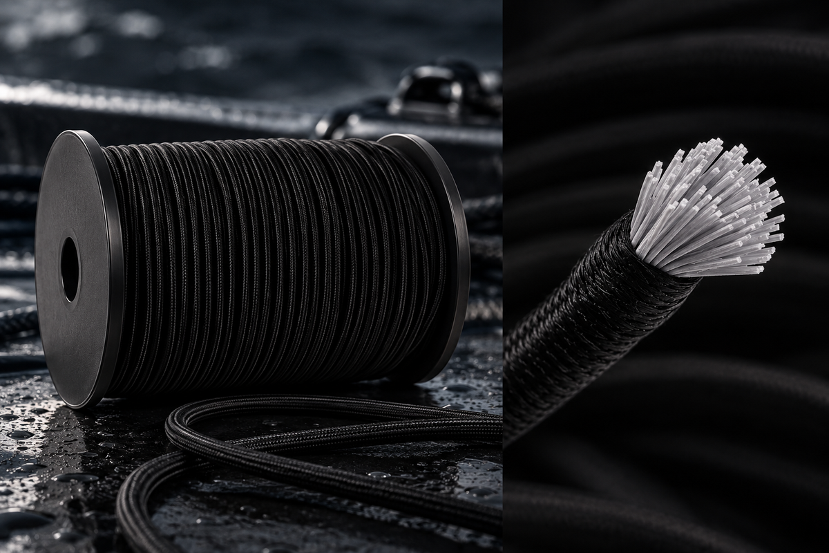 RIPPER black 6 mm elastic shock cord for sailing covers, bags and fastening systems